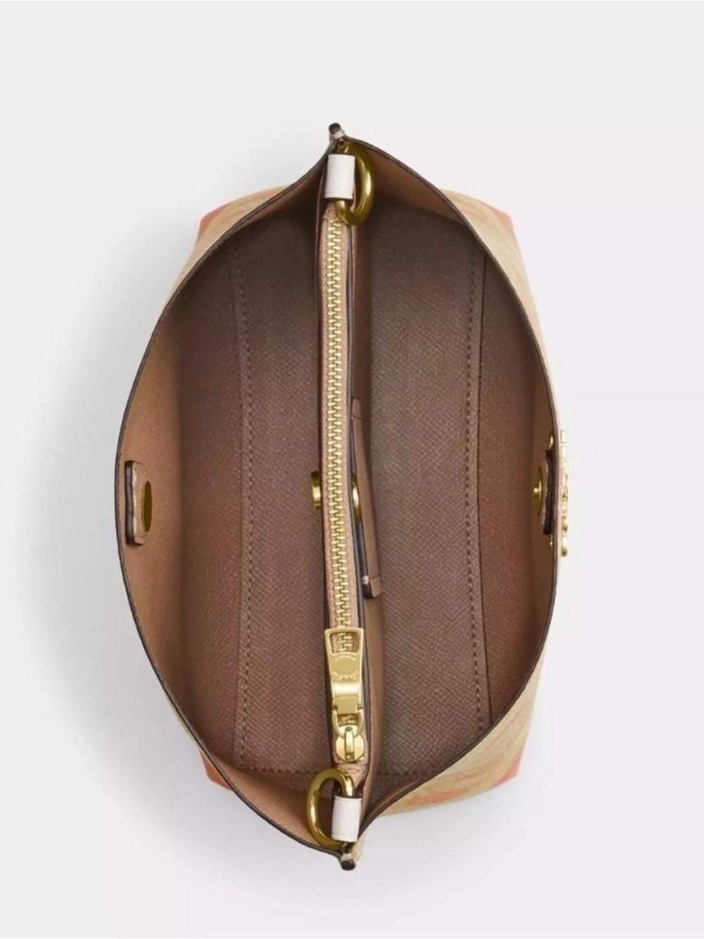 Coach Beige Signature Crossbody with Pink Heart Print - Picture 10 of 12